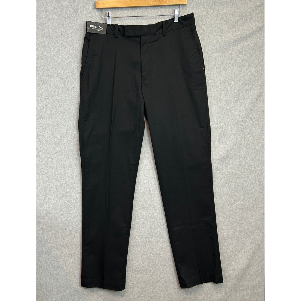 RLX Ralph Lauren Golf Pants Black Stretch Cotton Flat Front Mens 33x32 NWT